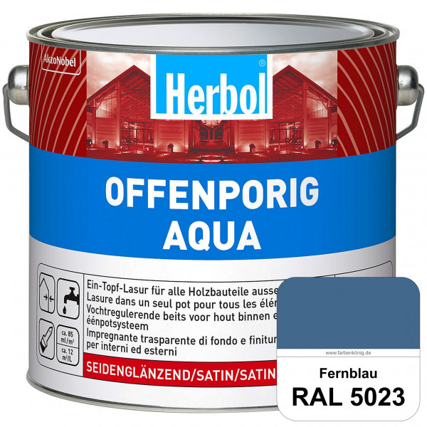 Offenporig Aqua (RAL 5023 Fernblau) Wasserverdünnbar & hochwertige Ein-Topf-Holzlasur - Feuchteschut