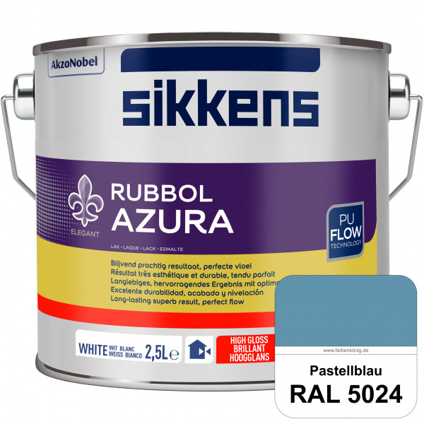 Rubbol Azura (RAL 5024 Pastellblau) hochglänzender Lack (löselmittelhaltig) innen & außen