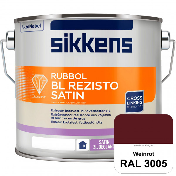 Rubbol BL Rezisto Satin (RAL 3005 Weinrot) seidenglänzender und strapazierfähiger Lack (wasserbasier