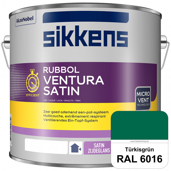 Rubbol Ventura Satin (RAL 6016 Türkisgrün) Seidenglanzlack (lösemittelhaltig) Fenster & Türen außen
