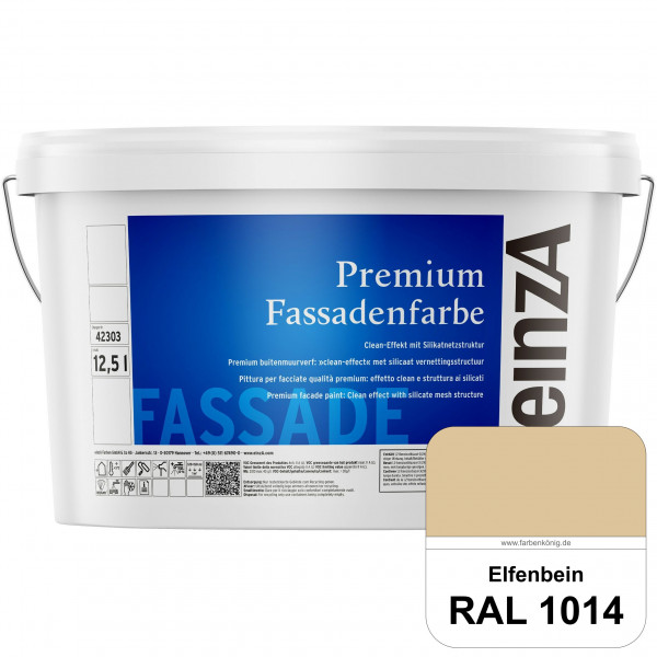 einzA Premium Fassadenfarbe (RAL 1014 Elfenbein) Hochwertige Fassadenfarbe mit Clean-Effekt