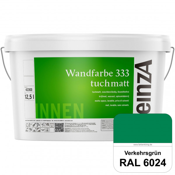 einzA Wandfarbe 333 tuchmatt (RAL 6024 Verkehrsgrün) Hochdeckende, waschbeständige Wandfarbe