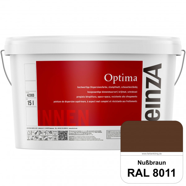 einzA Optima (RAL 8011 Nussbraun) Stumpfmatte Dispersionsfarbe für hochwertige Anstriche