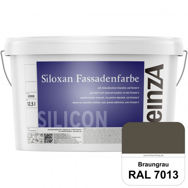 einzA Siloxan Fassadenfarbe (RAL 7013 Braungrau) Siliconvergütete Fassadenfarbe