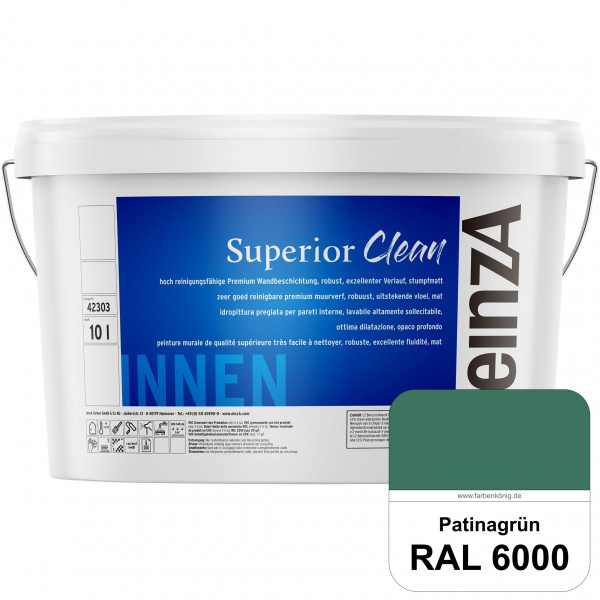 einzA Superior Clean (RAL 6000 Patinagrün) Hoch reinigungsfähige, stumpfmatte Premium-Wandbeschichtu
