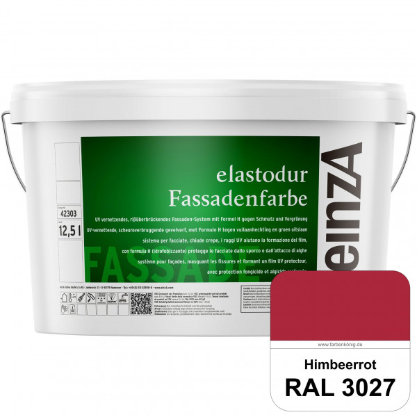 einzA elastodur Fassadenfarbe (RAL 3027 Himbeerrot) UV-vernetzendes & rissüberbrückendes Fassadenfar