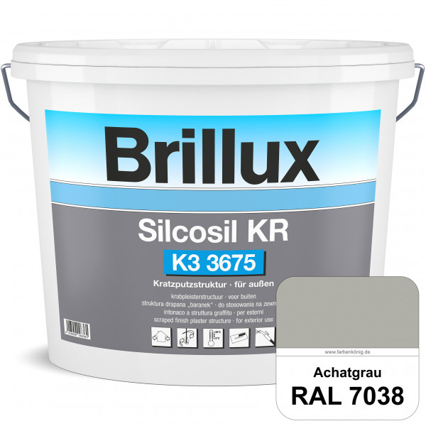 Silcosil KR K3 3675 mit Protect (RAL 7038 Achatgrau) siliconverstärkter Dekorputz, Kratzputzstruktur