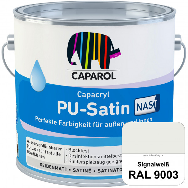 Capacryl PU-Satin NAST (RAL 9003 Signalweiß) Seidenmattlack mit nebelarme Spritztechnologie (innen &