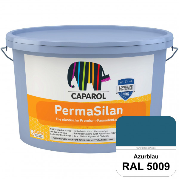 PermaSilan (RAL 5009 Azurblau) Elastische, diffusionsoffene Fassadenfarbe mit integrierter Nano-Quar
