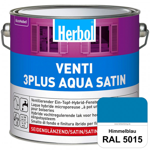 Venti 3Plus Aqua Satin (RAL 5015 Himmelblau) wasserbasierter & feuchtigkeitregulierender Ein-Topf-Fe