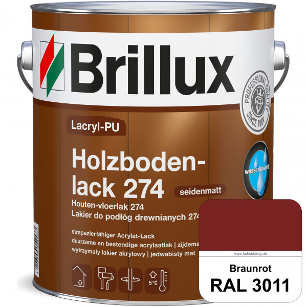 Lacryl-PU Holzbodenlack 274 (RAL 3011 Braunrot) hochwertige & widerstandsfähige, deckende Versiegelu