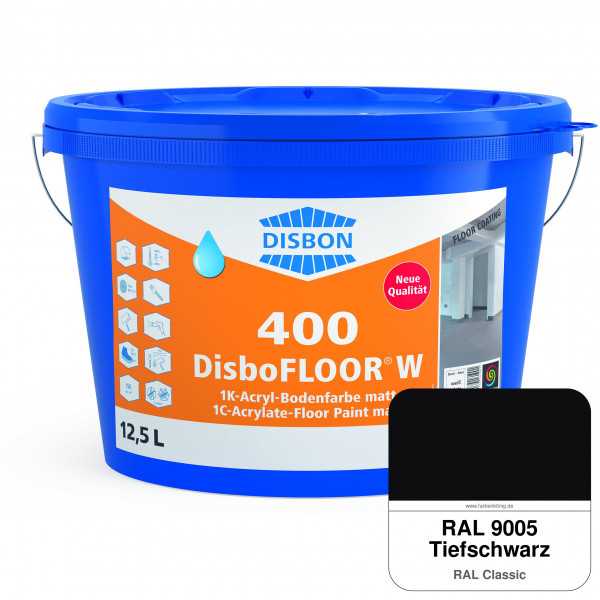 DisboFLOOR W 400 1K-Acryl-Bodenfarbe (RAL 9005 Tiefschwarz)