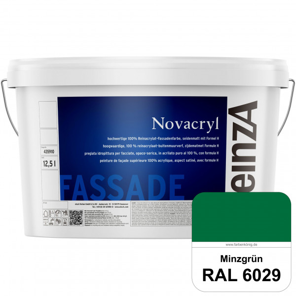 einzA Novacryl (RAL 6029 Minzgrün) Reinacrylat-Fassadenfarbe, seidenmatt