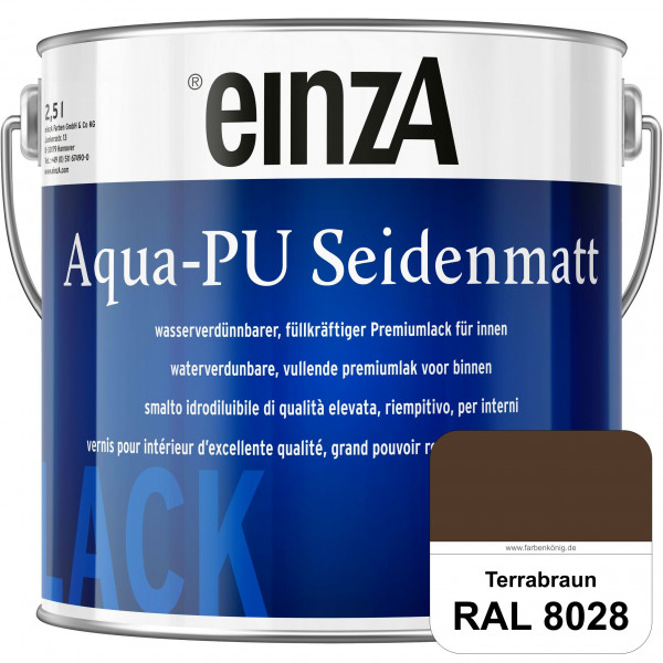 einzA Aqua-PU seidenmatt (RAL 8028 Terrabraun) wasserverdünnbarer Premiumlack für innen