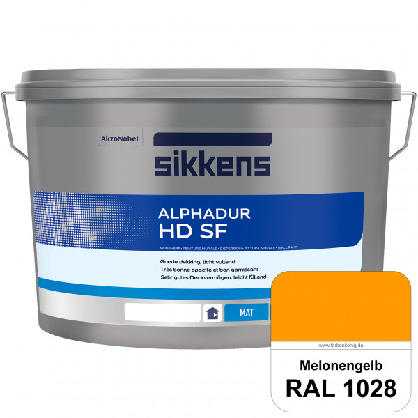 Alphadur HD SF (RAL 1028 Melonengelb) matte hochdeckende waschbeständige Innenwandfarbe