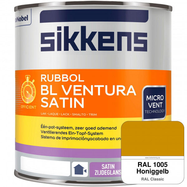 Rubbol BL Ventura Satin NEU (RAL 1005 Honiggelb) Seidenglanzlack (wasserbasiert) Fenster außen