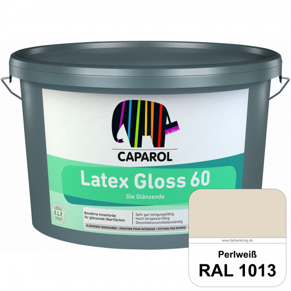 Latex Gloss 60 (RAL 1013 Perlweiß) glänzende & hochstrapazierfähige Latexfarbe (Innen)