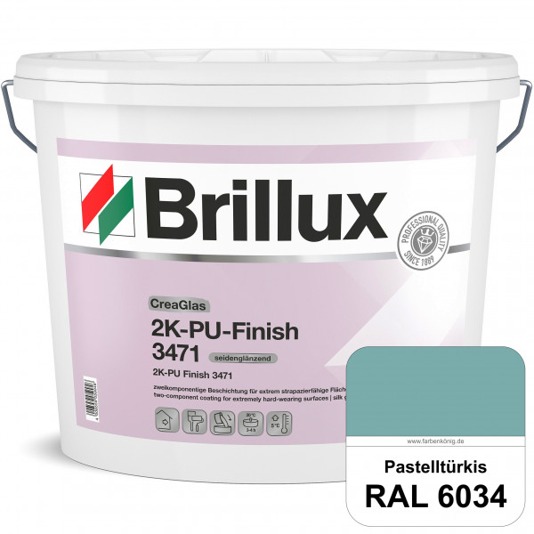 CreaGlas 2K-PU-Finish 3471 (RAL 6034 Pastelltürkis) seidenglänzende 2K-Beschichtung für extrem robus