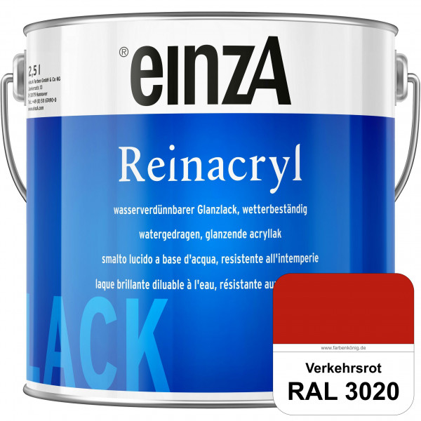 einzA Reinacryl (RAL 3020 Verkehrsrot) wetterbeständige glänzende Acryl-PU-Lackfarbe