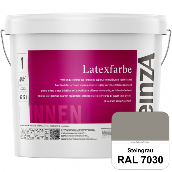 einzA Latexfarbe Premium (RAL 7030 Steingrau) Hochwertige scheuerbeständige seidenglänzende Latexfar