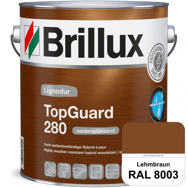 TopGuard 280 (RAL 8003 Lehmbraun) wasserbasierte, wetterbeständige und seidenglänzende Hybridlasur (