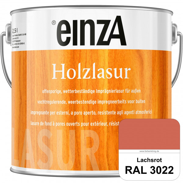 einzA Holzlasur (RAL 3022 Lachsrot) Offenporige Imprägnierlasur für Außen-Holzbauteile