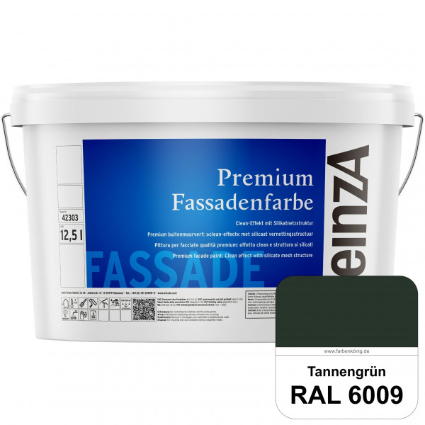 einzA Premium Fassadenfarbe (RAL 6009 Tannengrün) Hochwertige Fassadenfarbe mit Clean-Effekt