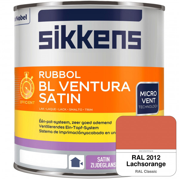 Rubbol BL Ventura Satin NEU (RAL 2012 Lachsorange) Seidenglanzlack (wasserbasiert) Fenster außen