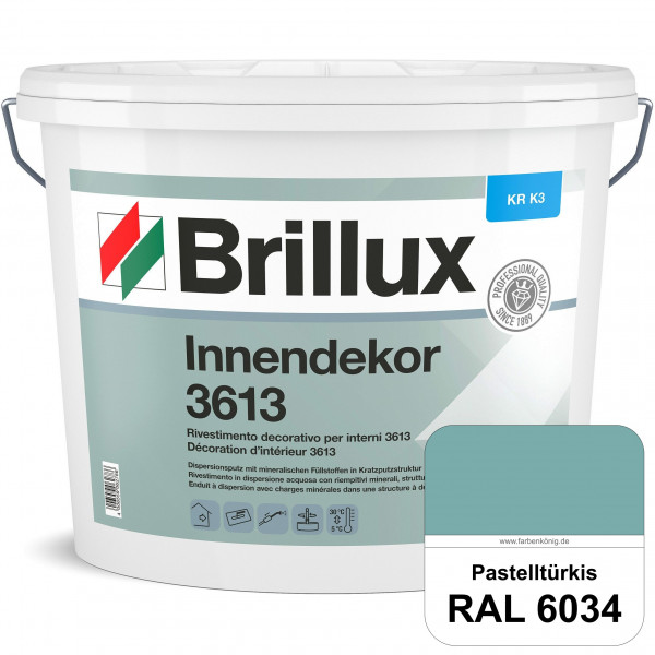 Innendekor ELF KR-K3 3613 (RAL 6034 Pastelltürkis) Kratzputz nach zur Erzielung dekorativer und stra