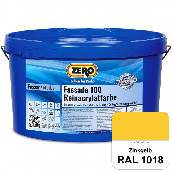 Fassade 100 Reinacrylatfarbe (RAL 1018 Zinkgelb)