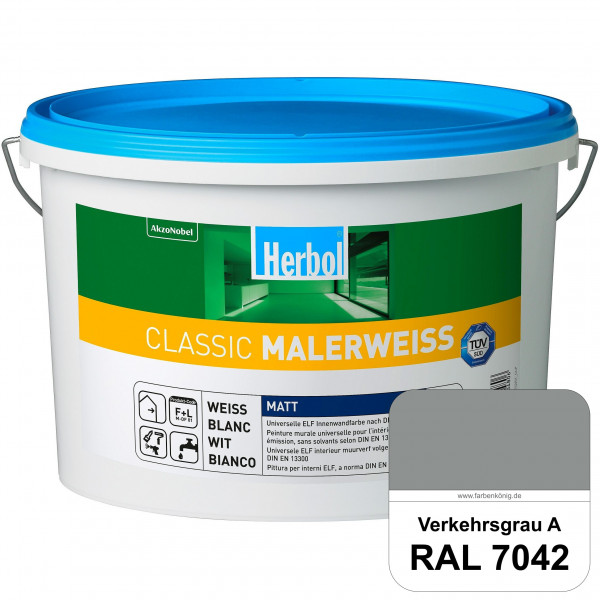 Classic Malerweiss (RAL 7042 Verkehrsgrau A) Universell wirtschaftliche & matte Wandfarbe