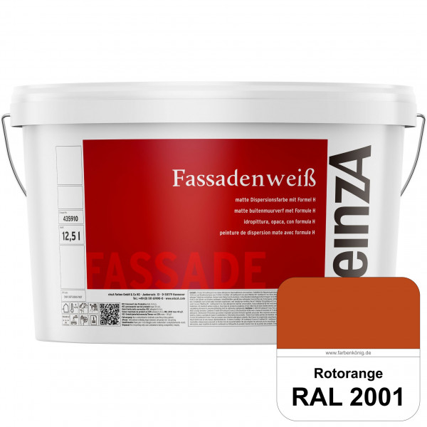 einzA Fassadenweiß (RAL 2001 Rotorange) Sil-Fassadenfarbe gegen Schmutz & Vergrünung