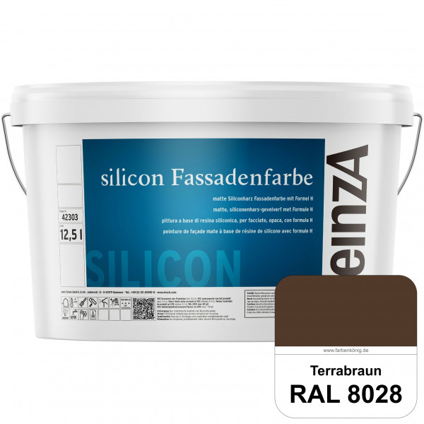 einzA silicon Fassadenfarbe (RAL 8028 Terrabraun) Hochwertige Siliconharz-Fassadenfarbe