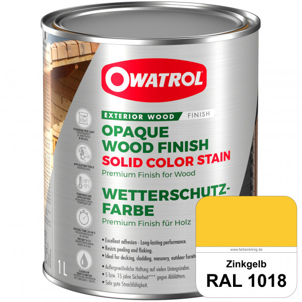 Solid Color Stain (RAL 1018 Zinkgelb) deckende und matte Wetterschutzfarbe außen