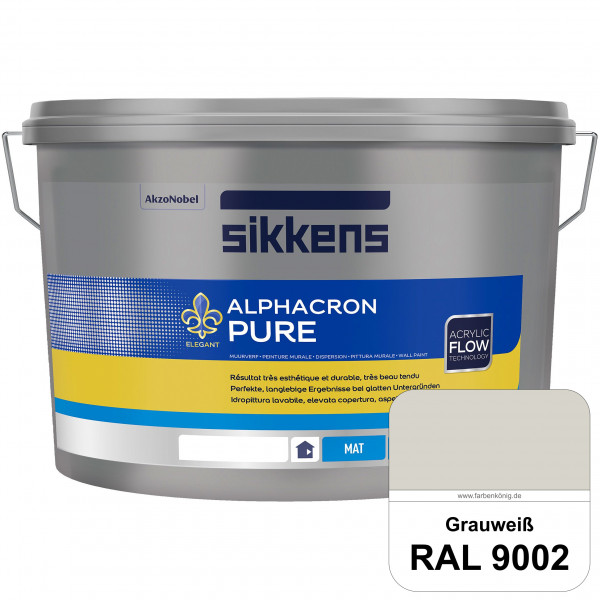 Alphacron Pure (RAL 9002 Grauweiß) Edelmatte & hochertige Premium Wandfarbe für glatte Untergründe.
