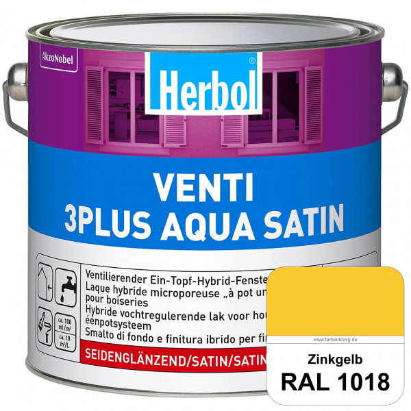 Venti 3Plus Aqua Satin (RAL 1018 Zinkgelb) wasserbasierter & feuchtigkeitregulierender Ein-Topf-Fens