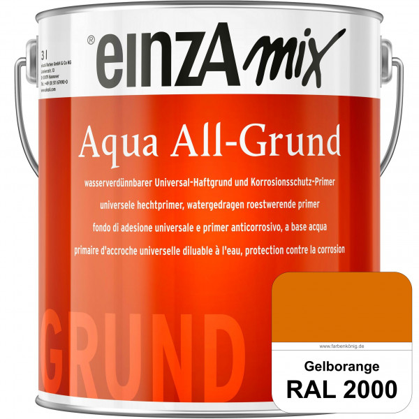 einzA Aqua All-Grund (RAL 2000 Gelborange) Wasserverdünnbarer Haftgrund & Korrosionsschutz-Primer