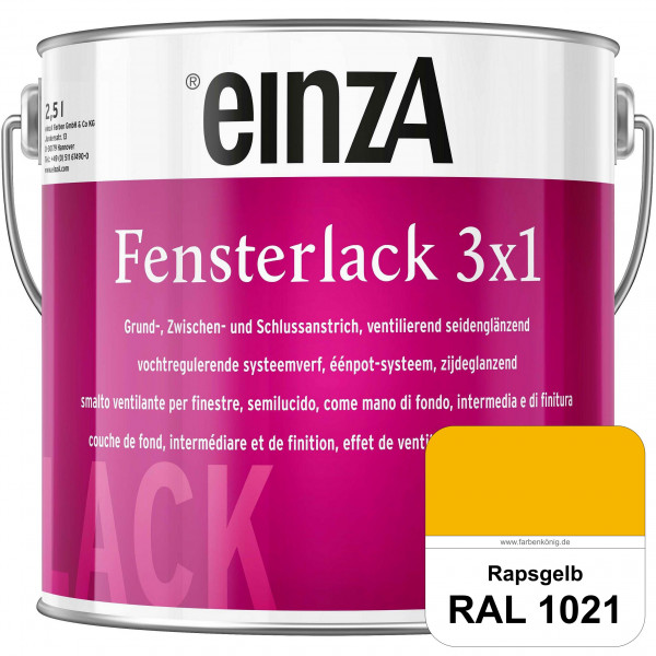 einzA Fensterlack 3 x 1 (RAL 1021 Rapsgelb) wetterbeständiger & seidenglänzender Fensterlack