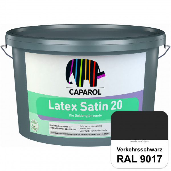 Latex Satin 20 (RAL 9017 Verkehrsschwarz) strapazierfähige seidenglänzende Latexfarbe (Innen)
