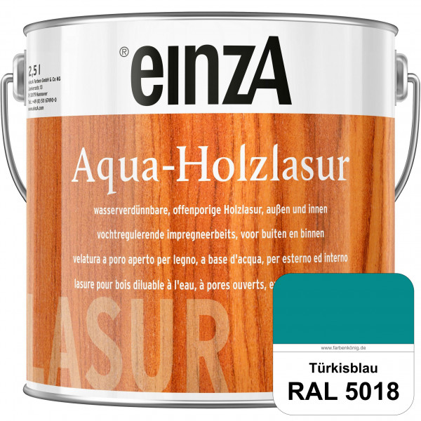 einzA Aqua-Holzlasur (RAL 5018 Türkisblau) wasserverdünnbare offenporige Holzlasur für Holzbauteile