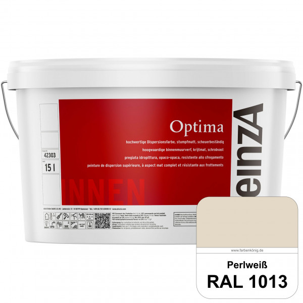 einzA Optima (RAL 1013 Perlweiß) Stumpfmatte Dispersionsfarbe für hochwertige Anstriche