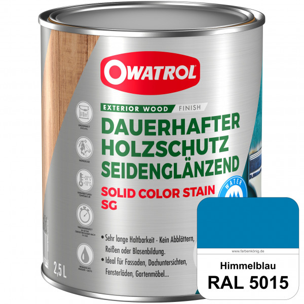 Solid Color Stain SG (RAL 5015 Himmelblau) deckende und seidenglänzende Wetterschutzfarbe außen