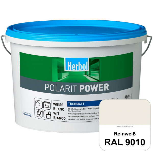 Polarit Power (RAL 9010 Reinweiß) Hochwertige, streiflichtunempfindliche Wandfarbe mit integrierter