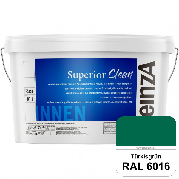 einzA Superior Clean (RAL 6016 Türrkisgrün) Hoch reinigungsfähige, stumpfmatte Premium-Wandbeschicht