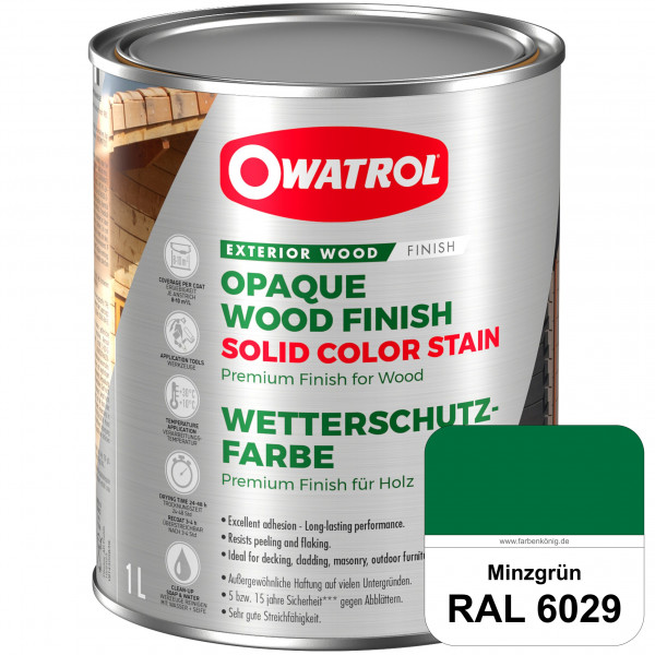 Solid Color Stain (RAL 6029 Minzgrün) deckende und matte Wetterschutzfarbe außen