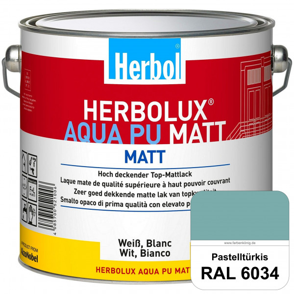 Herbolux Aqua PU Matt (RAL 6034 Pastelltürkis) Top-PU-Mattlack auf Wasserbasis (Innen)