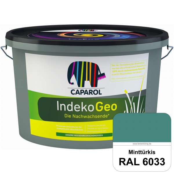 IndekoGeo (RAL 6033 Minttürkis) Ressourcenschonende Premium Innenfarbe für stumpfmatte Oberflächen