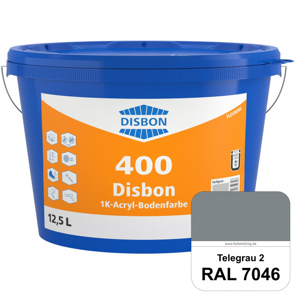 Disbon 400 1K-Acryl-Bodenfarbe (RAL 7046 Telegrau 2) Dispersionsbeschichtung für mineralische Bodenf