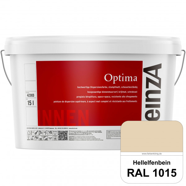 einzA Optima (RAL 1015 Hellelfenbein) Stumpfmatte Dispersionsfarbe für hochwertige Anstriche
