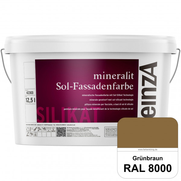 einzA mineralit Sol Fassadenfarbe (RAL 8000 Grünbraun) mineralische Fassadenfarbe mit Sol-Silikat Te